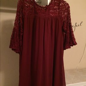 Sheer//slip dress, lace flowing sleeves ♥️